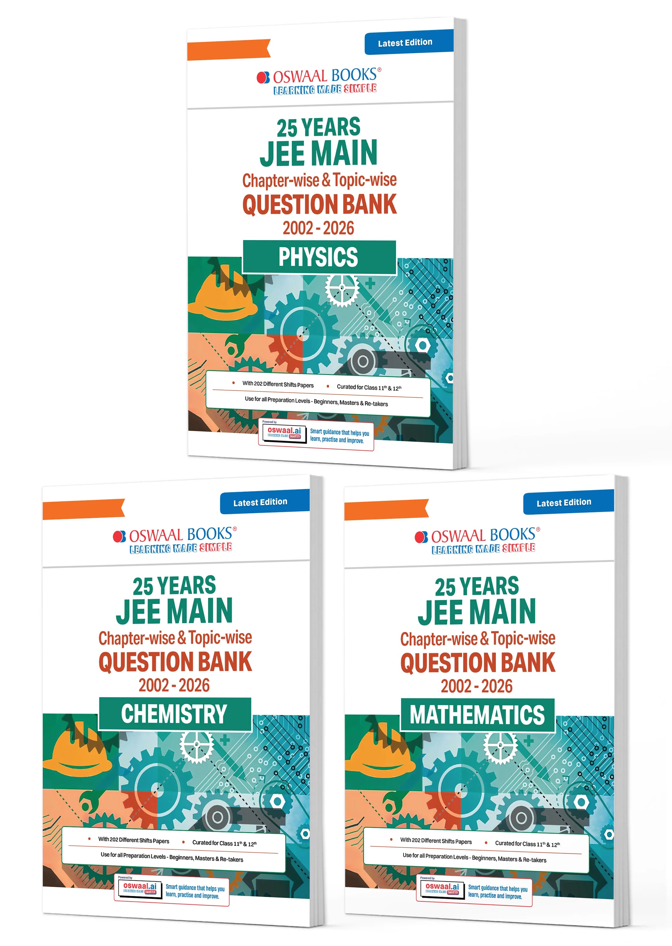 Cover of JEE Main 25 Years’ Chapter-wise & Topic-wise Question Bank (Set of 3) by Oswaal Books