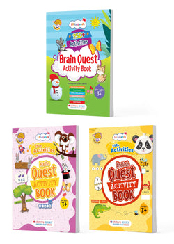 Lil Legends Activity Books Set of 3 for Kids Age 3+ Years - English Maths & Brain Quest | 750+ Fun Early Learning Exercises | Tracing, Colours, Shapes, Numbers & Alphabets for Preschoolers