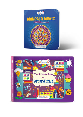 Lil Legends Creative Colouring & DIY Craft Activity Books Set of 2 for Kids Age 3+ Years - Mandala Colouring Book & Art & Craft Book | Fun Drawing, Colouring & Craft Activities for Kids