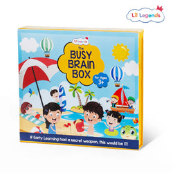 Lil Legends Busy Brain Box for Kids | 11-in-1 Learning Kit | Sticker Books, Colouring, Moral Stories, Pencil Control & Activity Books | Age 3+ Years | Gift Set