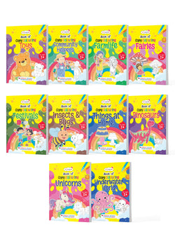 Lil Legends Colour the World Copy Colouring Books for Kids | Pack of 10 Books | Dinosaurs, Unicorns, Festivals, Community Helpers & More | Fine Motor Skills | Age 3+Years