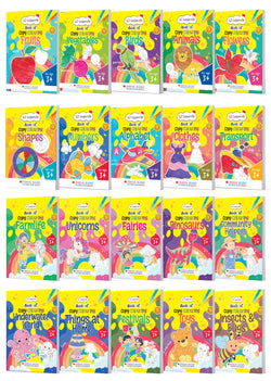 Lil Legends Copy Colouring 20-Book Bundle for Kids | Early Learning Activity Books | Vegetables, Animals, Shapes, Dinosaurs, Unicorns & More | Fine Motor Skills | Age 3+ Years