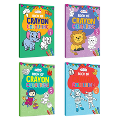 Lil Legends Crayon Colouring Books Set of 4 (Vol 1-4) for Kids Age 3+ Years - Fun Colouring Activity Books with Easy Outlines | Early Learning & Creativity Books for Preschoolers