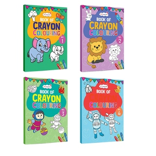 Lil Legends Crayon Colouring Books Set of 4 (Vol 1-4) for Kids Age 3+ Years - Fun Colouring Activity Books with Easy Outlines | Early Learning & Creativity Books for Preschoolers