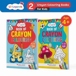 Lil Legends Crayon Colouring Books for Kids Age 4+ Years | Set of 2 Books –Advanced Detailed Designs for Confident Young Artists | Fine Motor Skills, Focus & Creative Expression for LKG & UKG