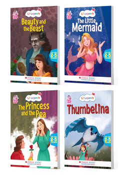 Lil Legends Fairy Tales Favourites Set of 4 Story Books for Kids Age 2-5 Years - Beauty & the Beast, Little Mermaid, Princess & the Pea & Thumbelina | Illustrated Bedtime Stories