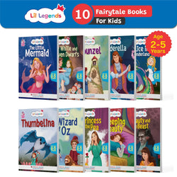 Lil Legends Fairy Tales for Kids | Set of 10 Books | Little Mermaid, Snow White, Rapunzel, Cinderella, Alice, Thumbelina, Wizard of Oz, Thumblina, Princess & the Pea & more | Age 2–5 Years