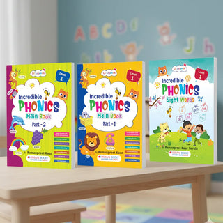 Lil Legends Incredible Phonics Level 1 for Kids Age 3-5 Years | Set of 3 Books – Main Book Part 1, Part 2 + Sight Words | Letter Sounds, Tracing & Word Recognition | Nursery LKG Workbook