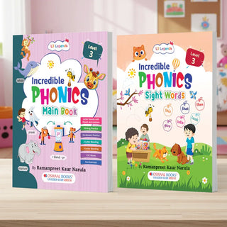 Lil Legends Incredible Phonics Level 3 for Kids Age 5-7 Years | Set of 2 Books – Main Book + Sight Words | Digraphs, Consonant Blends & Decodable Stories | Class 1 Reading Workbook
