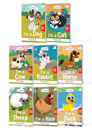 Lil Legends Know Me Series Farm & Pet Animals Set of 8 Books for Kids Age 2+ Years - Dog, Cat, Cow, Rabbit, Horse, Sheep, Hen & Duck | Vocabulary & Animal Picture Books