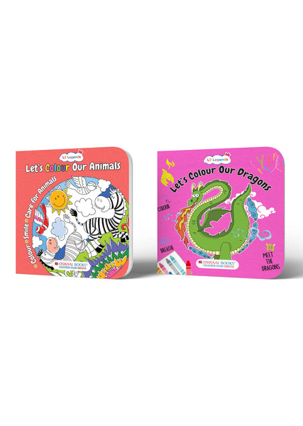 Lil Legends Let's Colour Animals & Dragons - Colouring Book Combo Set of 2 for Kids Age 3+ Years | Fun Activity Books | Early Learning & Creativity Books for Toddlers & Preschoolers
