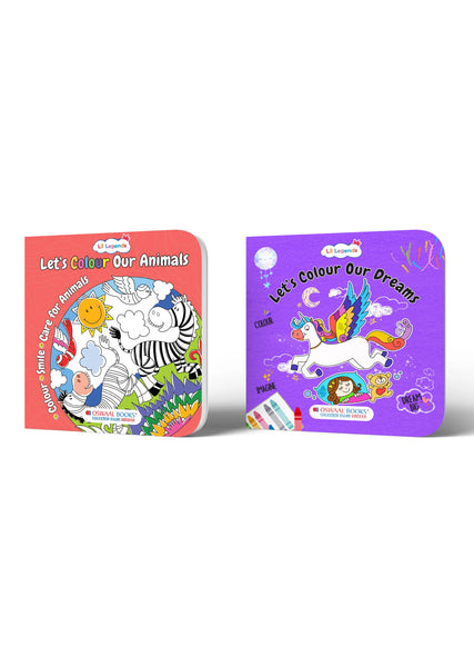 Lil Legends Let's Colour Animals & Dreams - Colouring Book Combo Set of 2 for Kids Age 3+ Years | Fun Activity Books | Early Learning & Creativity Books for Toddlers & Preschoolers
