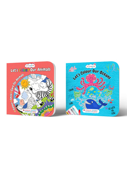 Lil Legends Let's Colour Animals & Ocean - Colouring Book Combo Set of 2 for Kids Age 3+ Years | Fun Activity Books | Early Learning & Creativity Books for Toddlers & Preschoolers