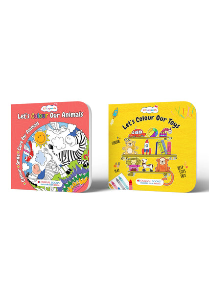 Lil Legends Let's Colour Animals & Toys - Colouring Book Combo Set of 2 for Kids Age 3+ Years | Fun Activity Books | Early Learning & Creativity Books for Toddlers & Preschoolers