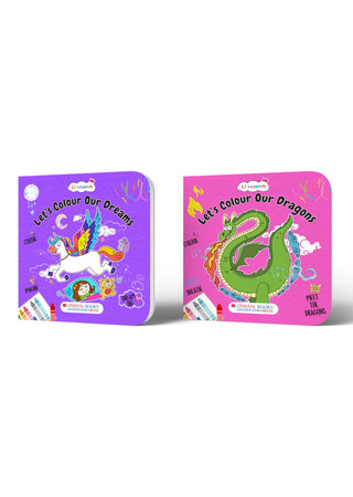Lil Legends Let's Colour Dreams & Dragons - Colouring Book Combo Set of 2 for Kids Age 3+ Years | Fun Activity Books | Early Learning & Creativity Books for Toddlers | Travel-Friendly