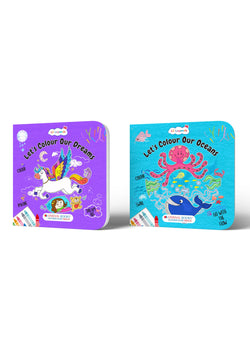 Lil Legends Let's Colour Dreams & Ocean - Colouring Book Combo Set of 2 for Kids Age 3+ Years | Fun Activity Books | Early Learning & Creativity Books for Toddlers | Travel-Friendly