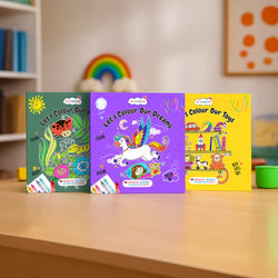 Lil Legends Let's Colour Little Wonders for Kids | Pack of 3 Colouring Books | Toys, Dreams & Nature Themes | Age 3+Years | Paperback With Hardboard Support | Travel-Friendly Set