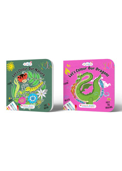 Lil Legends Let's Colour Nature & Dragons - Colouring Book Combo Set of 2 for Kids Age 3+ Years | Fun Activity Books | Early Learning & Creativity Books for Toddlers | Travel-Friendly