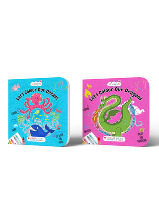 Lil Legends Let's Colour Ocean & Dragons - Colouring Book Combo Set of 2 for Kids Age 3+ Years | Fun Activity Books with Easy Outlines | Early Learning & Creativity Books for Toddlers & Preschoolers