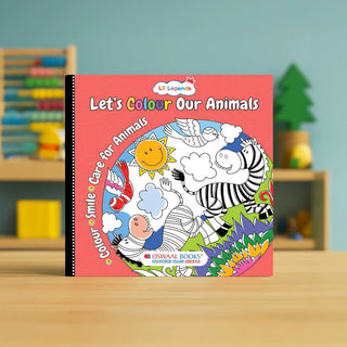 Lil Legends Let's Colour Our Animals Colouring Book for Kids | Paperback with hardboard support | Black & White Guided Designs | Focus, Grip & Colour Recognition | Age 3+ Years