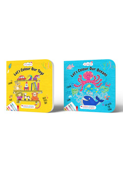 Lil Legends Let's Colour Toys & Ocean - Colouring Book Combo Set of 2 for Kids Age 3+ Years | Fun Activity Books | Early Learning & Creativity Books for Toddlers | Travel-Friendly