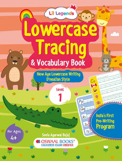 Lil Legends Lowercase Tracing & Vocabulary Book for Kids | Level 1 | Illustrated Pre-Writing Workbook | Learn Small Letters | Age 4+ Years | Paperback | Activity Book