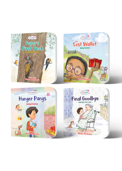 Lil Legends Mindful Moments Growing Brave Set of 4 Books for Kids Age 5+ Years - Pepper's Peck, Lost Wallet, Hunger Pangs & Final Goodbye | Courage & Resilience