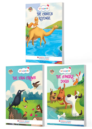 Lil Legends Moral Stories Animal Tales Set of 3 Story Books for Kids Age 2-5 Years - Camel's Revenge, Vain Crows & Hungry Dogs | Illustrated Bedtime Stories for Moral Values