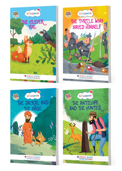 Lil Legends Moral Stories Animal Wisdom Tales Set of 4 Story Books for Kids Age 2-5 Years - Clever Fox, Turtle, Jackal & Antelope | Illustrated Bedtime Stories for Moral Values