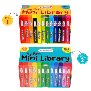 Lil Legends My First MIni Library - 2 Boxsets of 24 Board Books for Kids Age 0-4 Years | Early Learning Picture Books | Alphabet, Numbers, Animals, Colours, Shapes, Vehicles & More