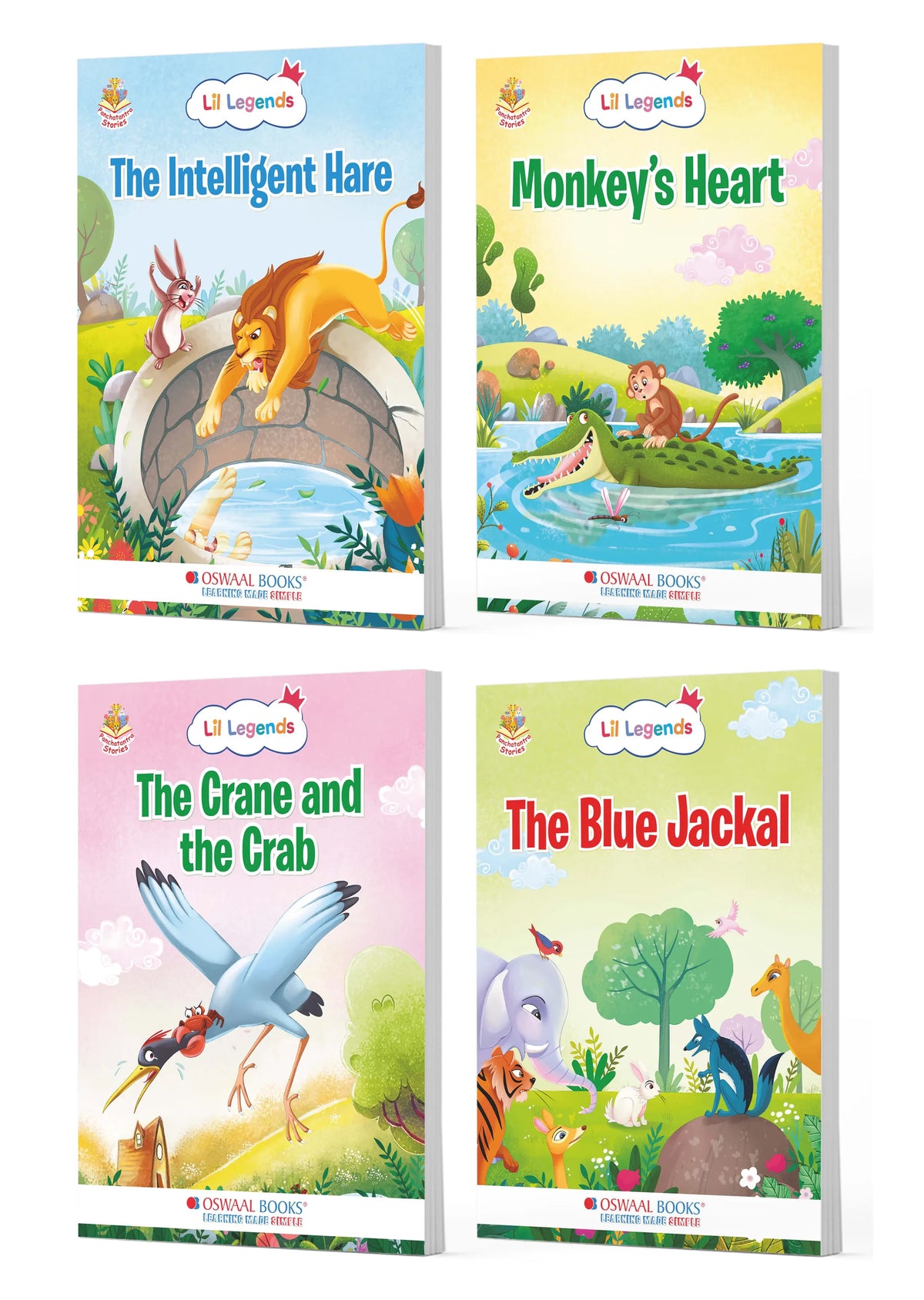 Lil Legends Panchatantra Wisdom Tales Set of 4 Story Books for Kids Age 2+ Years - The Intelligent Hare, Monkey's Heart, The Blue Jackal and More | Illustrated Stories for Moral Values
