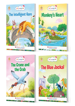 Lil Legends Panchatantra Wisdom Tales Set of 4 Story Books for Kids Age 2+ Years - Intelligent Hare, Monkey's Heart, Crane & Blue Jackal | Illustrated Stories for Moral Values
