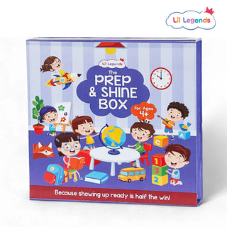 Lil Legends Prep and Shine Box for Kids | 7-in-1 Early Learning Kit | Tracing, Vocabulary, Phonics & Activities + Stationery Kit | Age 4+ Years | School Readiness Gift Set