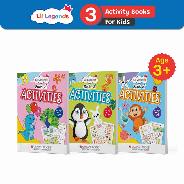 Lil Legends Preschool Activity Books for Kids | Set of 3 Books | Puzzles, Shapes, Colours, Counting & Matching | Ages 3+, 4+ and 5+ Years | Early Learning Activity