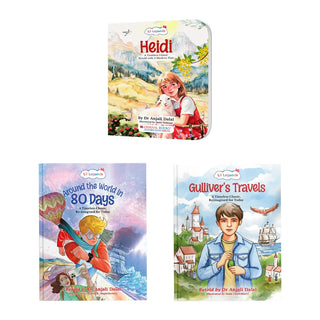 Lil Legends Re-Imagined Classics Illustrated Story Books Set of 3 for Kids - Heidi, Gulliver's Travels & Around the World in 80 Days | Timeless Tales Retold for Young Readers | | Age 7+ Years