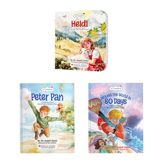 Lil Legends Re-Imagined Classics - Illustrated Classic Story Books Set of 3 for Kids - Heidi, Peter Pan & Around the World in 80 Days | Timeless Tales Retold for Young Readers | Age 7+ Years