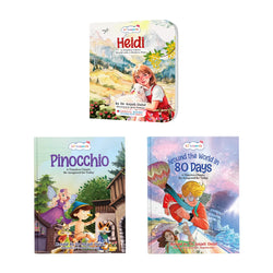 Lil Legends Re-Imagined Classics - Illustrated Classic Story Books Set of 3 for Kids - Heidi, Pinocchio & Around the World in 80 Days | Timeless Tales Retold for Young Readers | Age 7+ Years