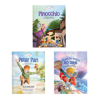 Lil Legends Re-Imagined Classics - Illustrated Classic Stories Set of 3 for Kids Pinocchio, Peter Pan & Around the World in 80 Days | Timeless Tales Retold for Young Readers | | Age 7+ Years