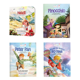 Lil Legends Re-Imagined Classics - Illustrated Classic Story Books Set of 4 for Kids - Heidi, Pinocchio, Peter Pan & Around the World in 80 Days | Timeless Tales Retold for Young Readers