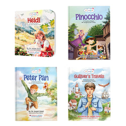 Lil Legends Re-Imagined Classics - Illustrated Classic Story Books Set of 4 for Kids - Heidi, Pinocchio, Peter Pan & Gulliver's Travels | Timeless Tales Retold for Young Readers | Age 7+ Years