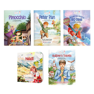 Lil Legends Re-Imagined Classics Complete Collection Set of 5 Illustrated Story Books for Kids - Heidi, Pinocchio, Peter Pan, Gulliver's Travels & Around the World in 80 Days