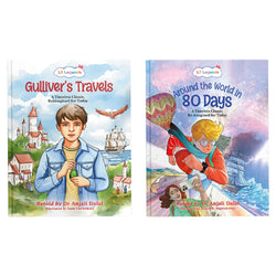 Lil Legends Re-Imagined Classics for Kids | Gulliver's Travels & Around the World in 80 Days | Set of 2 Books | Illustrated Classic Story Books | Vocabulary | Age 7+ Years