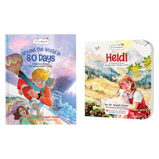 Lil Legends Re-Imagined Classics for Kids | Heidi & Around the World in 80 Days | Set of 2 Books | Illustrated Classic Story Books | Vocabulary & Imagination | Age 7+ Years