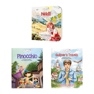Lil Legends Re-Imagined Classics for Kids | Heidi, Pinocchio & Gulliver's Travels | Set of 3 Books | Illustrated Classic Story Books | Vocabulary & Imagination | Age 7+ Years