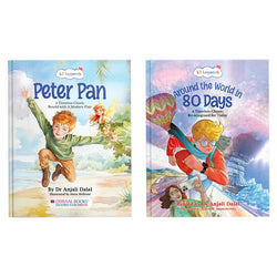 Lil Legends Re-Imagined Classics for Kids | Peter Pan & Around the World in 80 Days | Set of 2 Books | Illustrated Classic Story Books | Imagination & Reading | Age 7+ Years