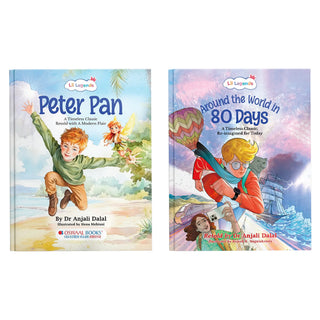 Lil Legends Re-Imagined Classics for Kids | Peter Pan & Around the World in 80 Days | Set of 2 Books | Illustrated Classic Story Books | Imagination & Reading | Age 7+ Years