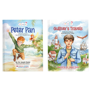 Lil Legends Re-Imagined Classics for Kids | Peter Pan & Gulliver's Travels | Set of 2 Books | Illustrated Classic Story Books | Vocabulary & Imagination | Age 7+ Years