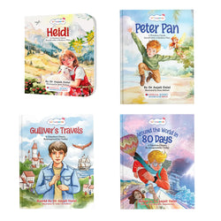 Lil Legends Re-Imagined Classics Set of 4 Illustrated Story Books- Heidi, Peter Pan, Gulliver's Travels & Around the World in 80 Days | Timeless Tales for Young Readers | Age 7+ Years