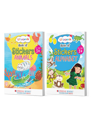 Lil Legends Sticker Activity Books Combo Set of 2 for Kids Age 3+ Years - Animals & English Alphabet (A,B,C) | Fun Peel-and-Stick Learning Books for Toddlers & Preschoolers