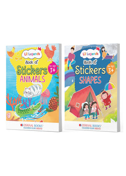 Lil Legends Sticker Activity Books Combo Set of 2 for Kids Age 3+ Years - Animals & Shapes | Fun Peel-and-Stick Learning Books for Toddlers & Preschoolers